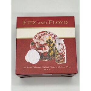Fitz and Floyd Old World Christmas Milk Cookies Cookie Press Set 3 New